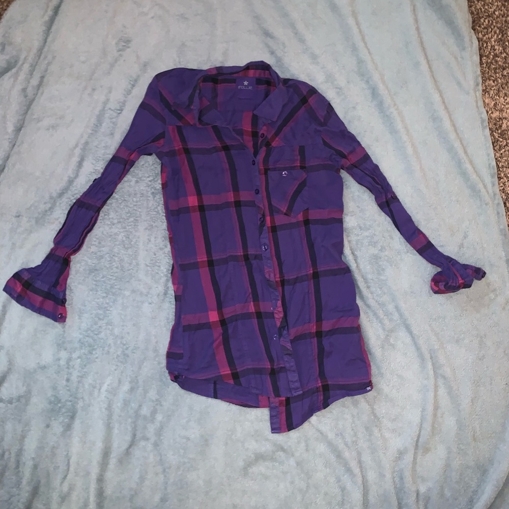 Purple Plaid Button Up